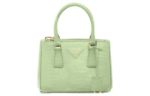 PRADA Galleria Killer Bag Lizard Skin Shoulder Bag, Crossbody Bag, Handbag Mini Women's Light Green