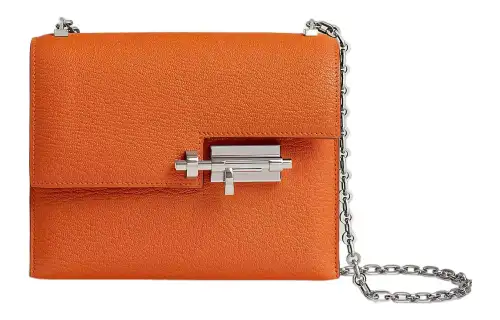 HERMES Verrou Mysore Goat Skin Verrou Bag, Shoulder Bag, Crossbody Bag Women's 93 Orange