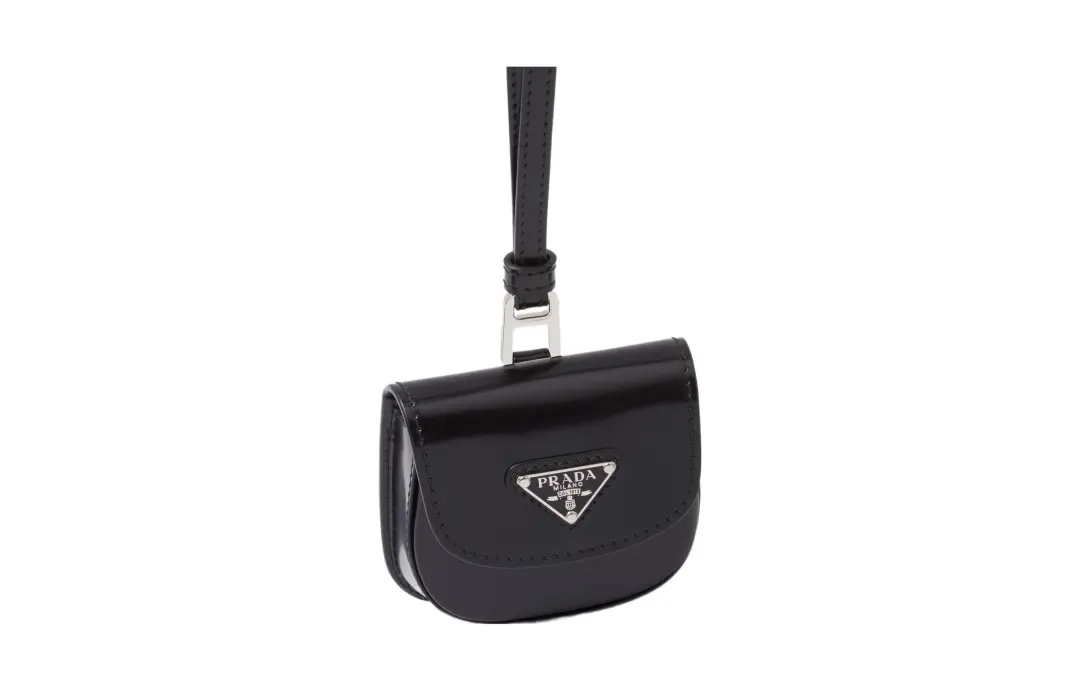 PRADA Leather Earphone Case Women's Black