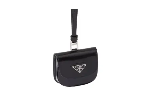 PRADA Leather Earphone Case Women's Black