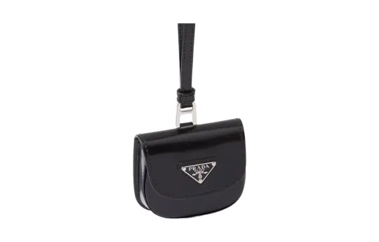 PRADA Leather Earphone Case Women's Black