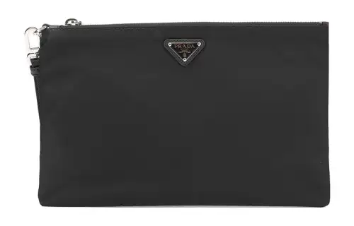 PRADA Saffiano Recycled Nylon With Cow Leather Toiletry Bag Handheld Briefcase Large Men's Black