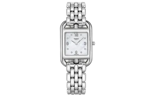 HERMES Cape Cod Collection Wrist Watch Quartz Movement Stainless Steel Watchband White Dial Unisex 30m Water Resistant