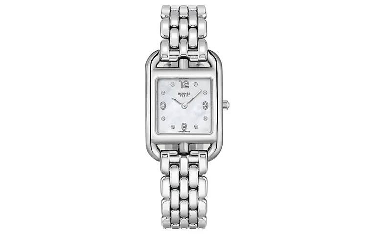 HERMES Cape Cod Collection Wrist Watch Quartz Movement Stainless Steel Watchband White Dial Unisex 30m Water Resistant