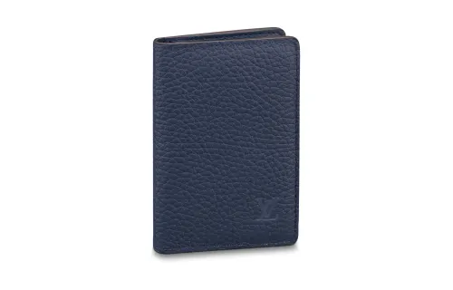 LOUIS VUITTON Taurillo Leather Card Holder, Wallet Men's Marine Blue