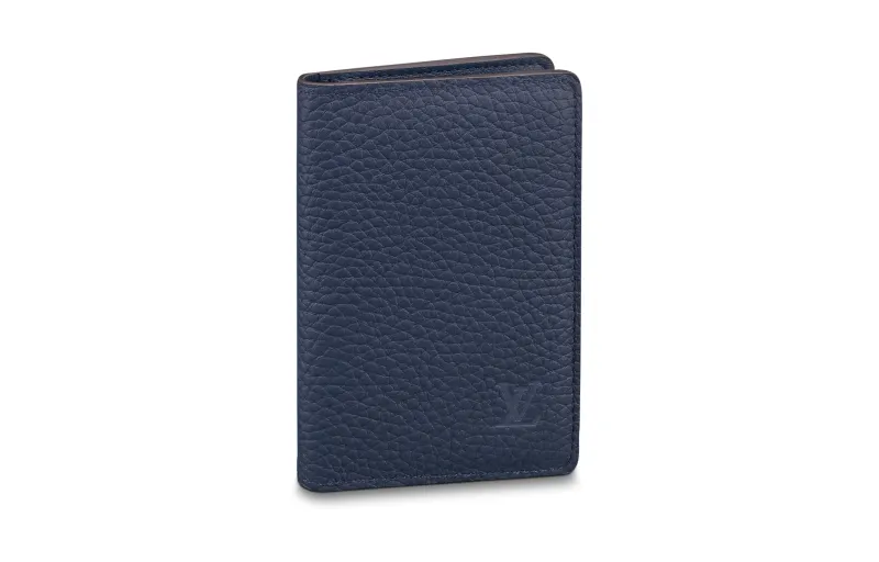 LOUIS VUITTON Taurillo Leather Card Holder, Wallet Men's Marine Blue
