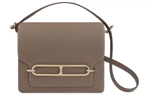 HERMES Roulis Cow Leather Crossbody Bags Women's Elephant Gray