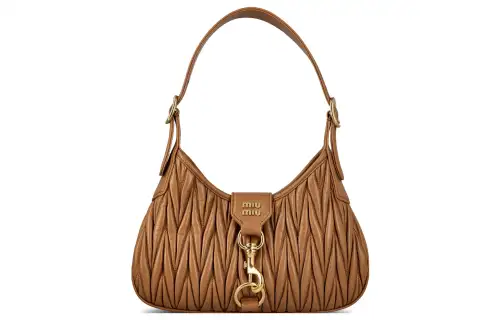 MIU MIU Sheepskin Handbag Women's Caramel