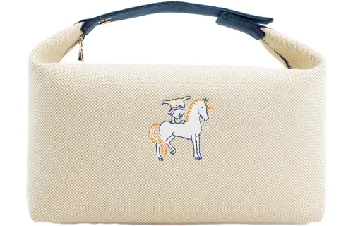 HERMES Bride a Brac Canvas Travel Storage Bag Unisex Pearl Gray