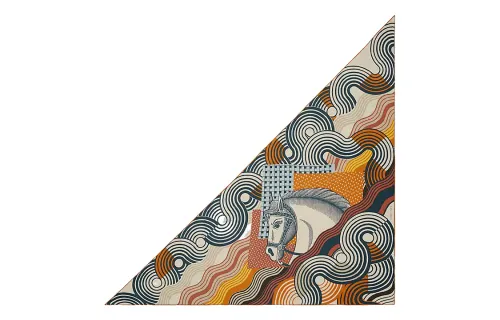 HERMES Patterned Print Cheval Scarves Unisex Brown