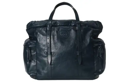 GUCCI Double G Leather Shoulder Bag, Crossbody Bag, Handbag Men's Dark Blue