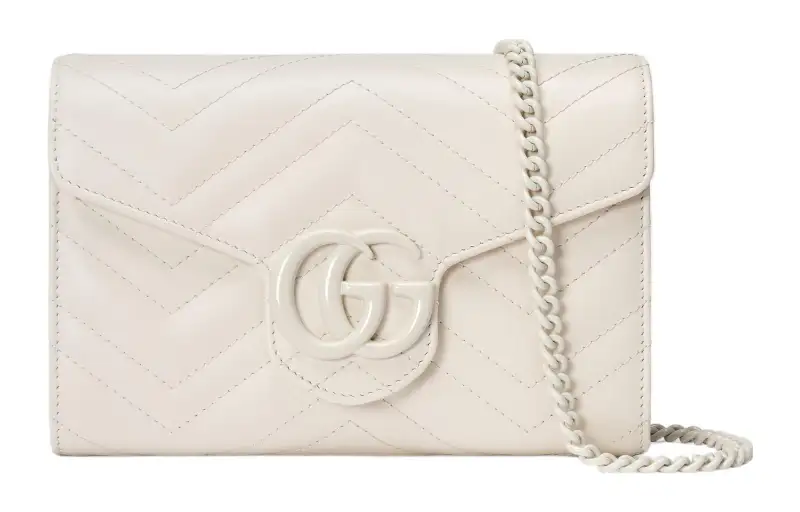 GUCCI GG Marmont Leather Shoulder Bag, Crossbody Bag Mini Women's White