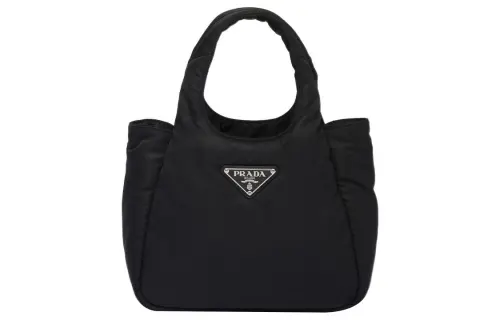 PRADA Fabric Tote Bag, Shopping Bag, Handbag Small Women's Black