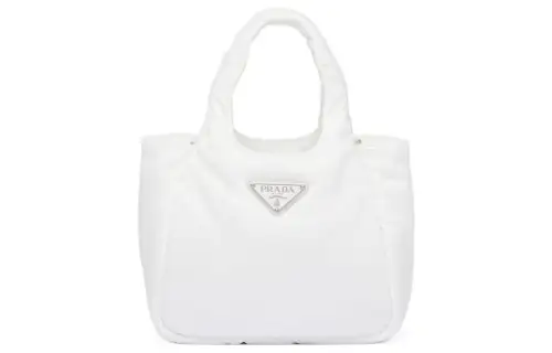 PRADA Re Nylon Fabric Tote Bag, Shopping Bag, Handbag Small Women's White