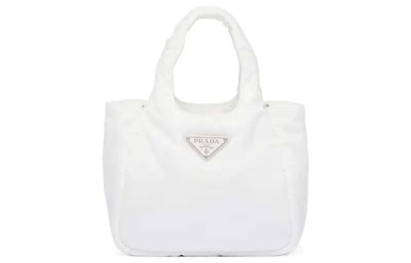 PRADA Re Nylon Fabric Tote Bag, Shopping Bag, Handbag Small Women's White