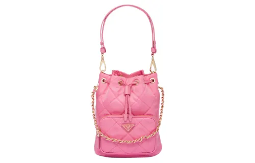 PRADA Re Nylon Fabric Bucket Bag, Portable Crossbody Bag, Shoulder Bag Regular Women's Begonia Pink