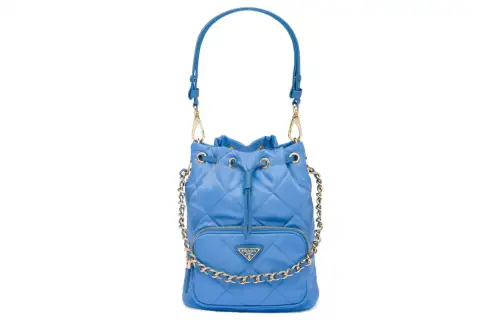 PRADA Re Nylon Fabric Bucket Bag, Portable Crossbody Bag, Shoulder Bag Women's Blue