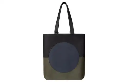 HERMES Etriviere Calfskin With Evercolor Calfskin Handbag Men's Black & Midnight Blue & Macaque Green
