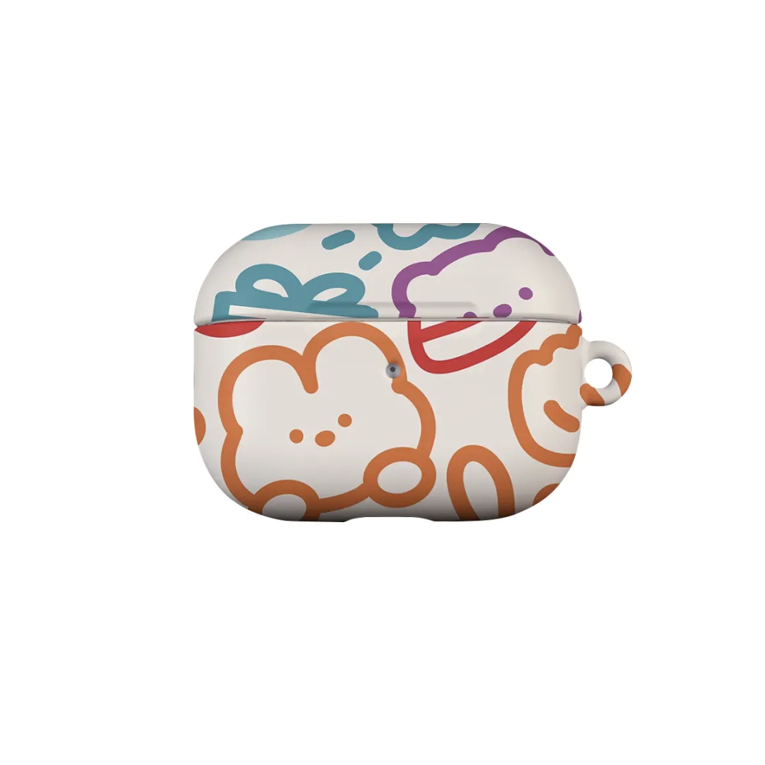 Keshami Compatibility With Apple AirPods Pro 3/Pro 2/AirPods 4/3 PC Matte Hard Shell Cartoon Cute Line Headphone Cases