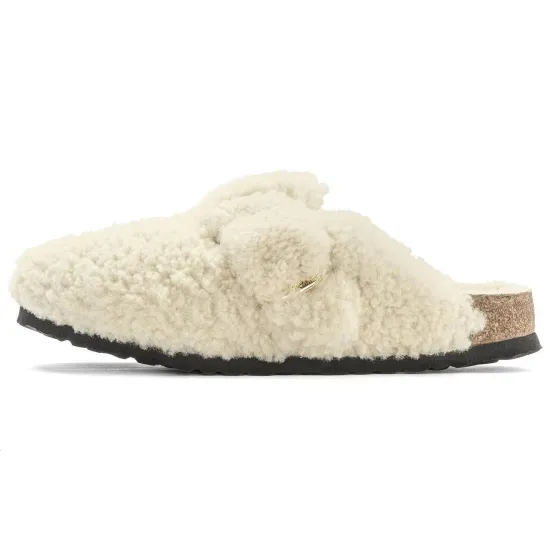 Birkenstock Boston Big Buckle Shearling Egg Shell