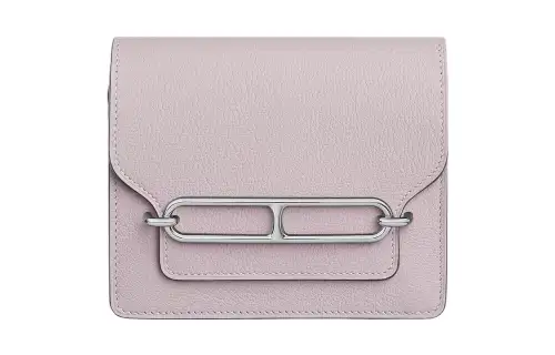 HERMES Roulis Evercolor Calfskin Pig Nose Wallet Bag Women's 09 Mauve Pale Dream Purple