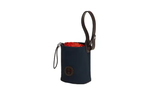 HERMES On The Go Portable Coated Canvas With Leather Dog Bag Accessory Unisex Marine Blue