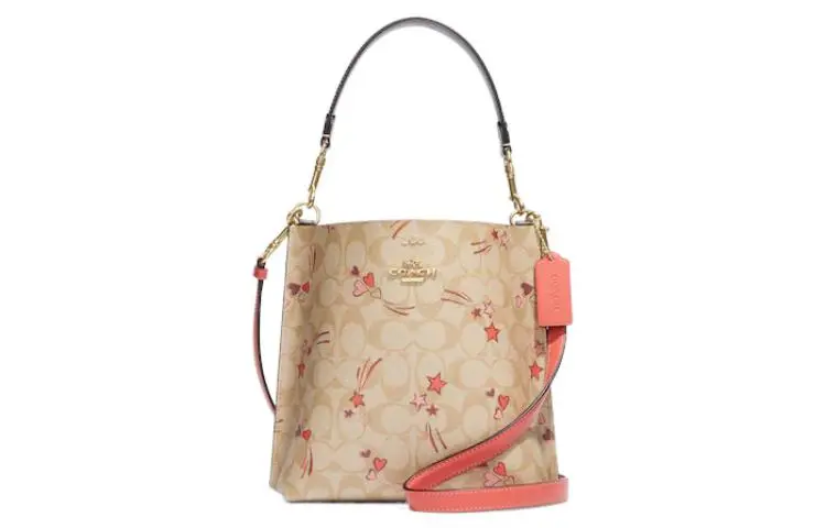 COACH Mollie Cow Leather Bucket Bag Handbag Small Women's Khaki