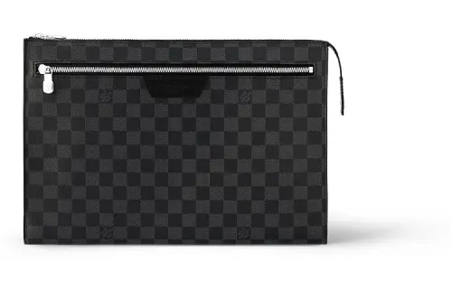 LOUIS VUITTON Pochette 24H Graphite Canvas Clutch Men's Black