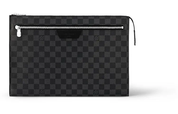 LOUIS VUITTON Pochette 24H Graphite Canvas Clutch Men's Black
