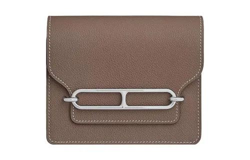 HERMES Roulis Evercolor Calfskin Pig Nose Wallet Bag Women's 18Etoupe Elephant Gray