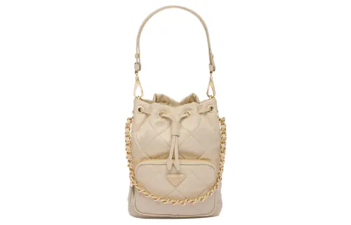 PRADA Nylon Bucket Bag, Portable Crossbody Bag, Shoulder Bag Women's Desert Beige
