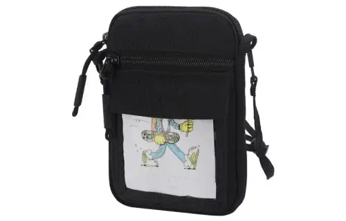 Li Ning Steven Harrington Collaboration Zip Closure Canvas Bag, Crossbody Bag Regular Unisex Black