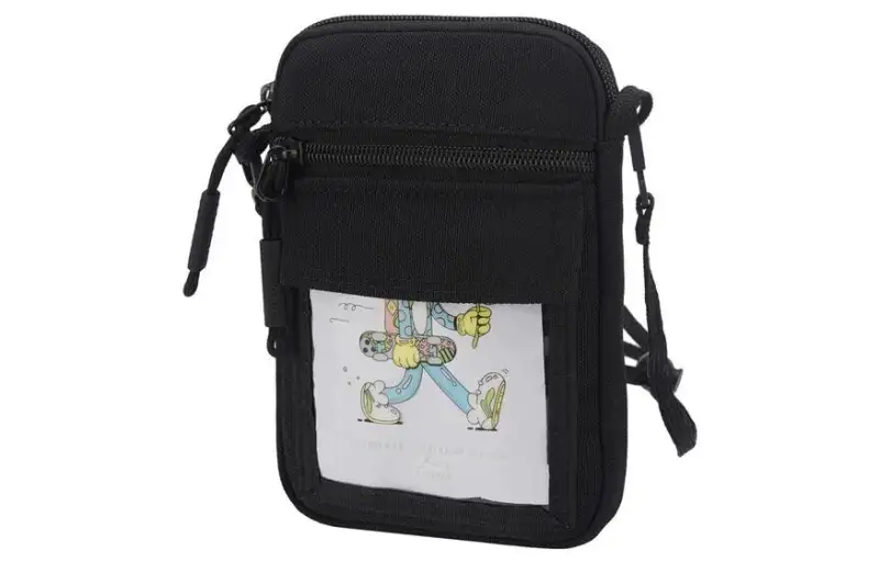 Li Ning Steven Harrington Collaboration Zip Closure Canvas Bag, Crossbody Bag Regular Unisex Black