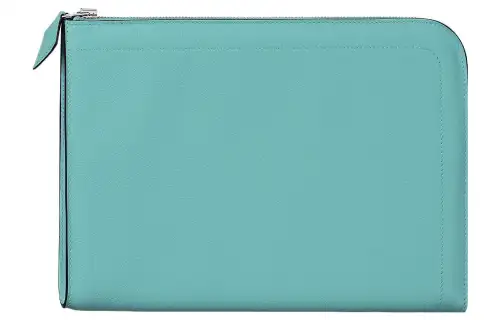 HERMES Zip Tablet Evercolor Leather Tablet Bag Clutch Women's 3P Bleu Atoll Lagoon Blue