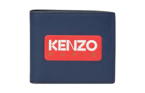 KENZO Cow Leather Wallet Men's Blue
