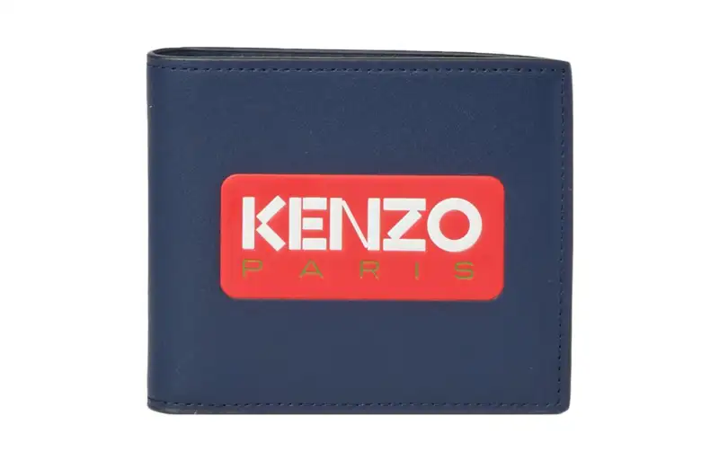 KENZO Cow Leather Wallet Men's Blue