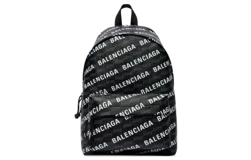 Balenciaga Signature Logo Print Backpack Black/White