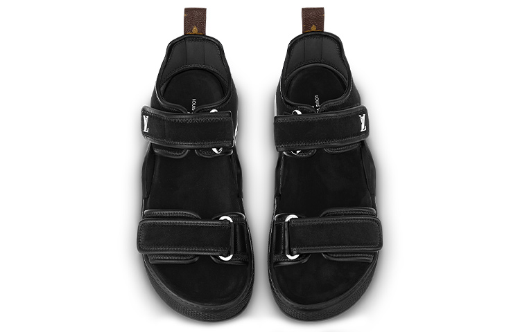 LOUIS VUITTON Lous Suede Beach Sandals Women's Black