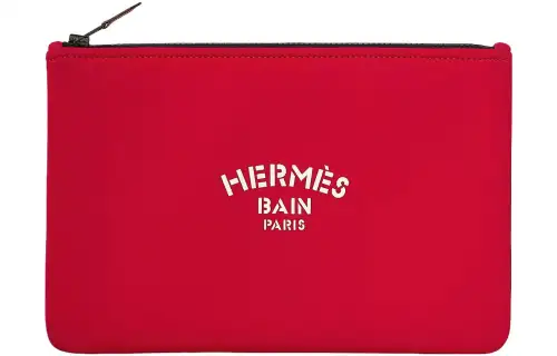 HERMES Neobain Patterned Print Polyamide Storage Bag Women's Red