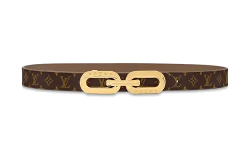 LOUIS VUITTON Cow Leather Canvas Leather Belts Men's Brown Width 2.5cm