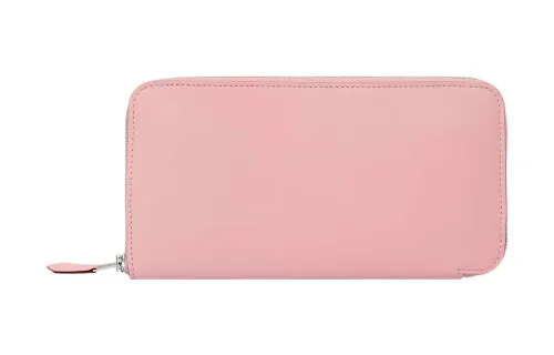 HERMES Sikkim Calfskin Wallet Large Unisex 3Q Rose Sakura Cherry Blossom Pink