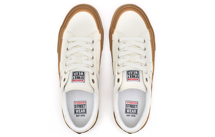 Vision Street Wear V76 Low top Skateboard Shoes Unisex Raw Pips Rubber Ecru