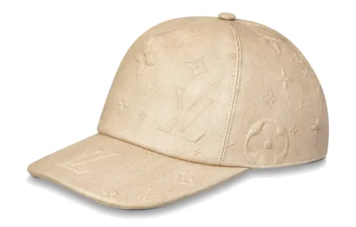 LOUIS VUITTON Monogram Cotton Baseball Caps Men's Beige