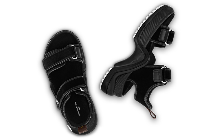 LOUIS VUITTON Lous Suede Beach Sandals Women's Black