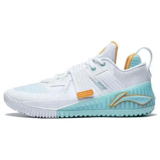 LINING Rage Basketball Shoes Men Low-Top White/Cyan
