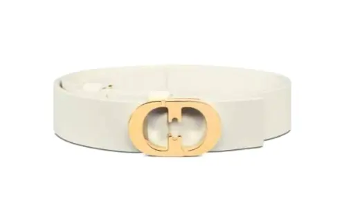 DIOR Calfskin Leather Belts Women's White Width 2.5cm