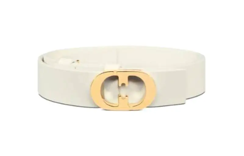 DIOR Calfskin Leather Belts Women's White Width 2.5cm
