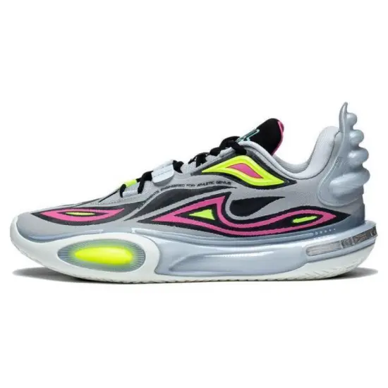 LINING All City 11 V2 Basketball Shoes Men Low-Top Gray Pink Cyan