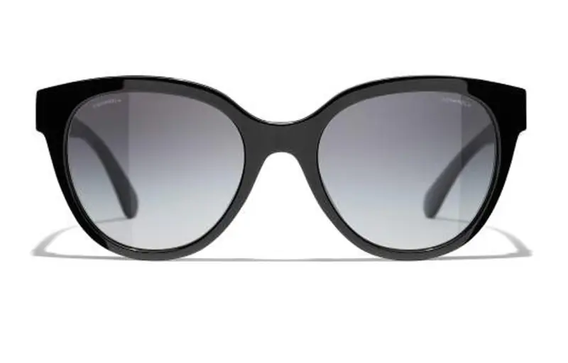 CHANEL Plate Frame Butterfly Sunglasses Women's Black
