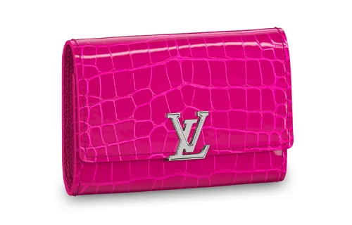 LOUIS VUITTON Capucines Bright Alligator Leather Capson Wallet Women's Peach Pink